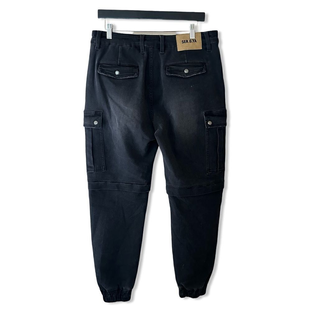 SER.O.YA mens JOHN RELAXED CARGO PANTS black stretch jeans Revolve 34 - Picture 10 of 16